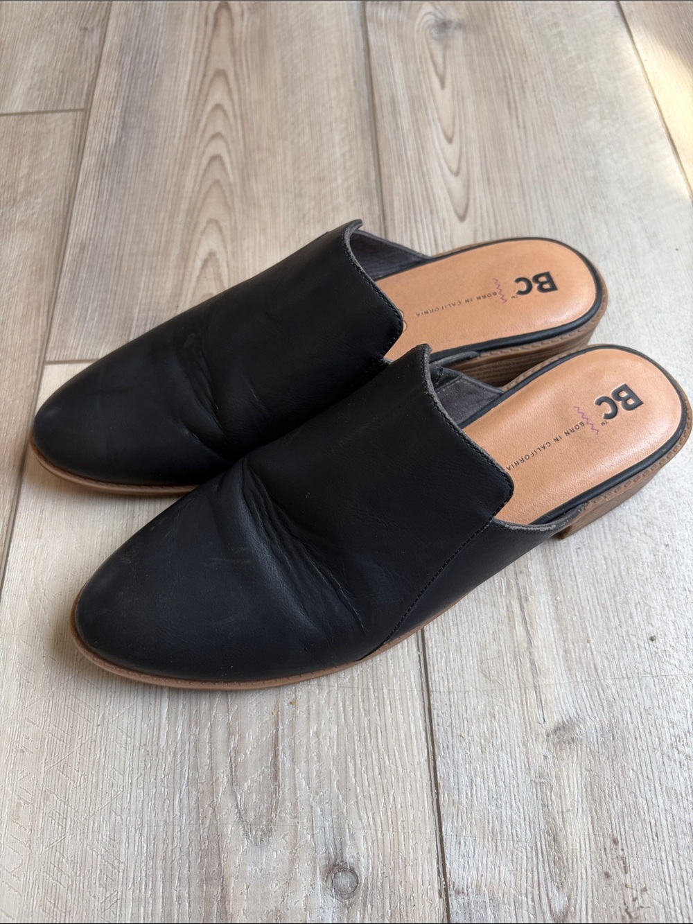 Free People Black Leather Mules